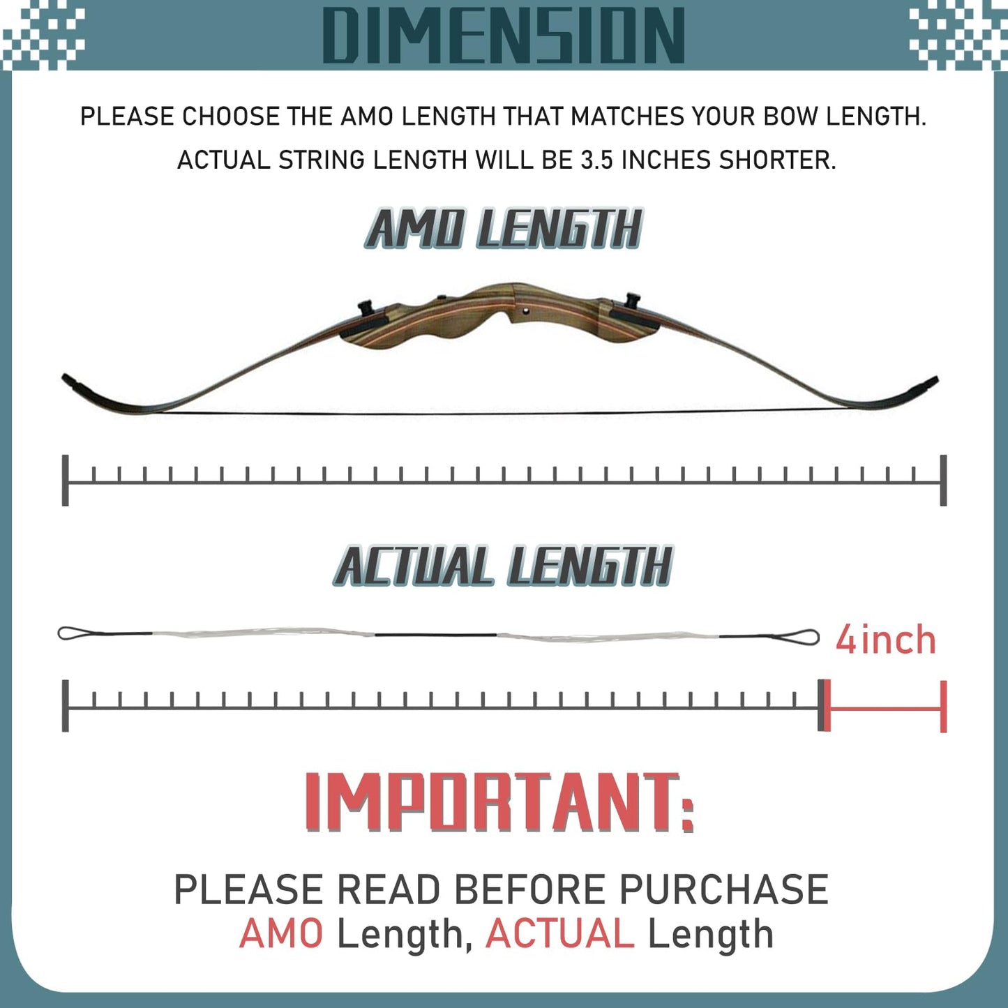 Archery Bowstrings-AMO 62" in 12 Strands, Recurve Bow String Replacement Bowstring for Traditional Longbow, Fast Flight Plus Bow String for Recurve Bow, Universal Archery Equipment