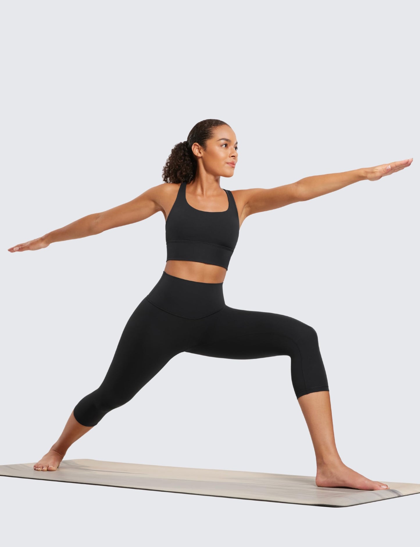 CRZ YOGA Womens Butterluxe High Waisted Lounge Leggings 19 Inches - Workout Buttery Soft Capris Yoga Pants Black Large