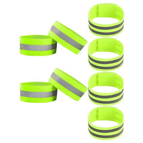 Wiosny 8 Pieces Bands High Visibility Reflector Bands Safety Reflector Tape Straps Running Gear for Cycling Walking Arm Wrist Ankle Leg (Green,2 Styles③)