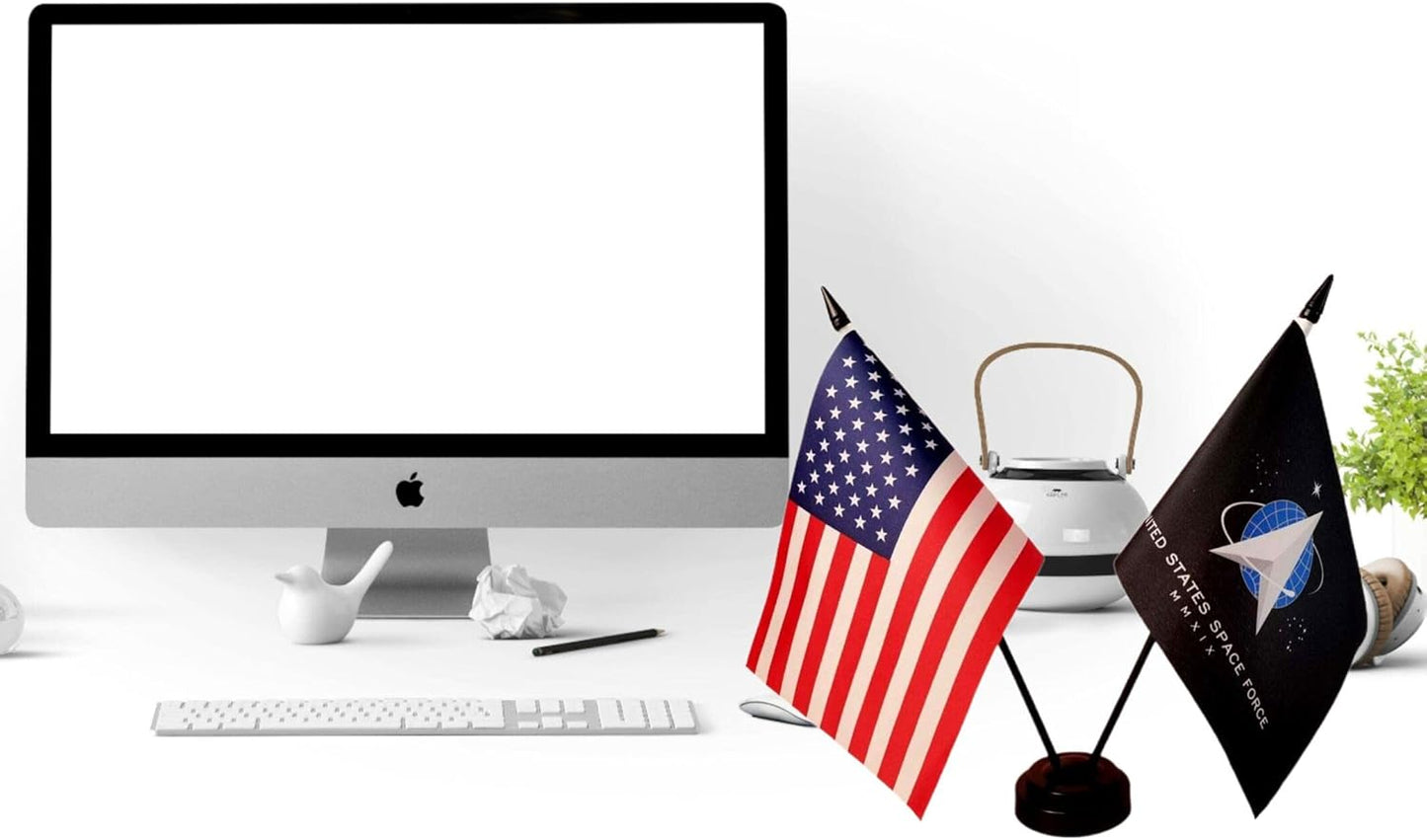 America & Pow Mia Twin Desk Flag, U.S. Pow Mia and American Table Flag, 8 x 5 Inches - You are Not Forgotten Prisoner of War Flags Army Military Pow Flags