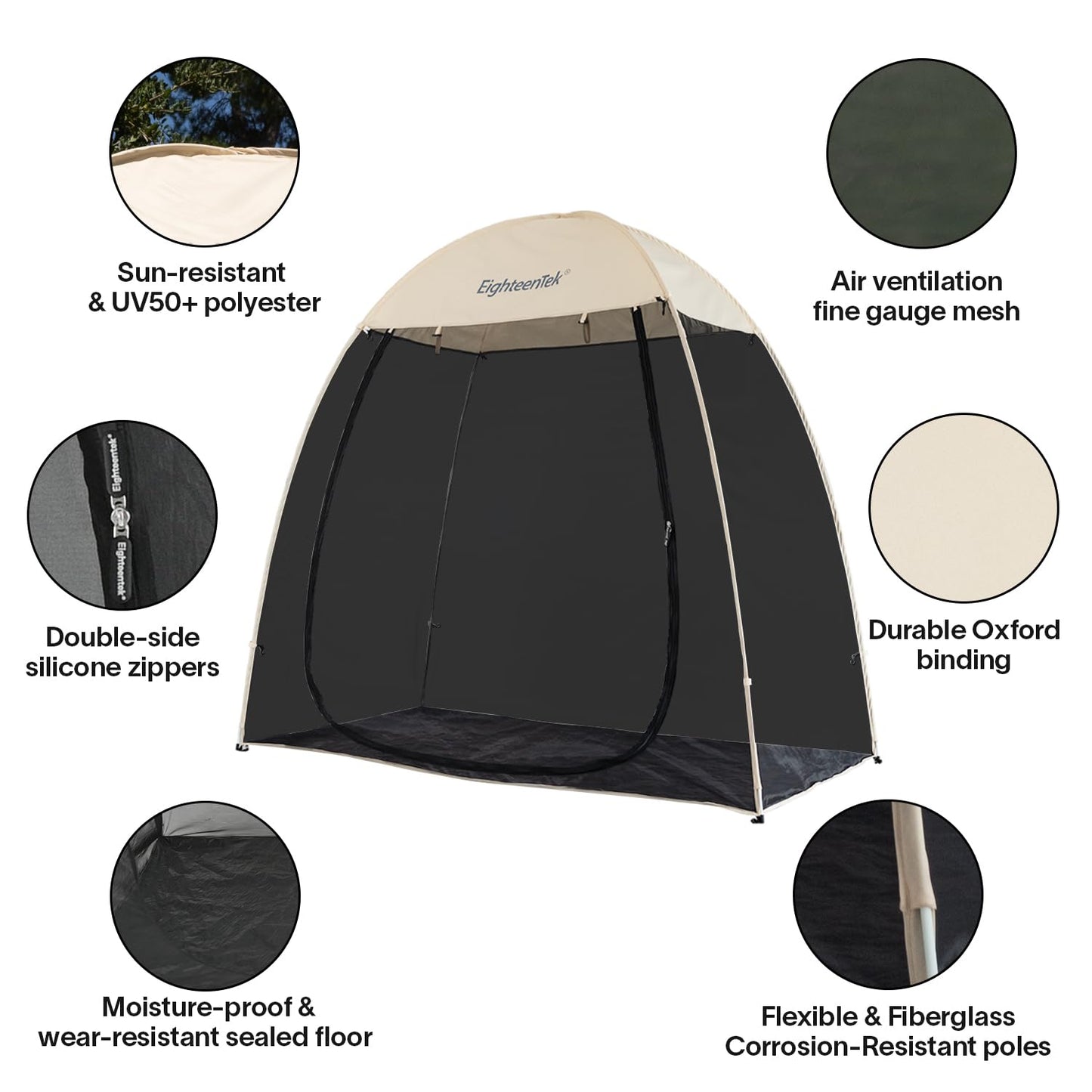 EighteenTek Screen House Gazebo, 2-4 Person Pop Up Screen Tent, Instant Screen Room with Carry Bag, Outdoor Mosquito Tent Pop-Up, Sun Shade Shelter for Patio, Garden, Backyard, Deck 7 x 4 x 6.5 FT