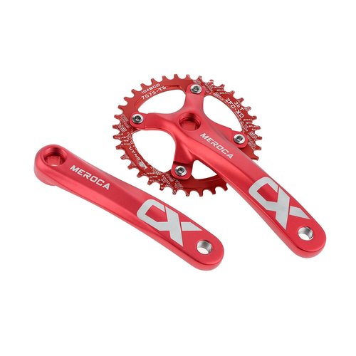 PETCHOR Square Taper Crankset MTB, Mountain Bike Single Speed Crankset, Bicycle Crank Arm Set 170mm 104BCD, 36T Chainring & Bolts, Red