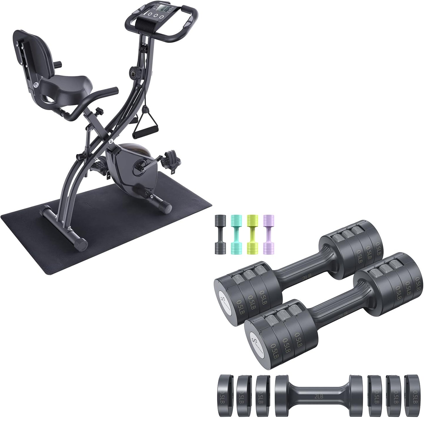 Exercise Bike with Dumbbells Set