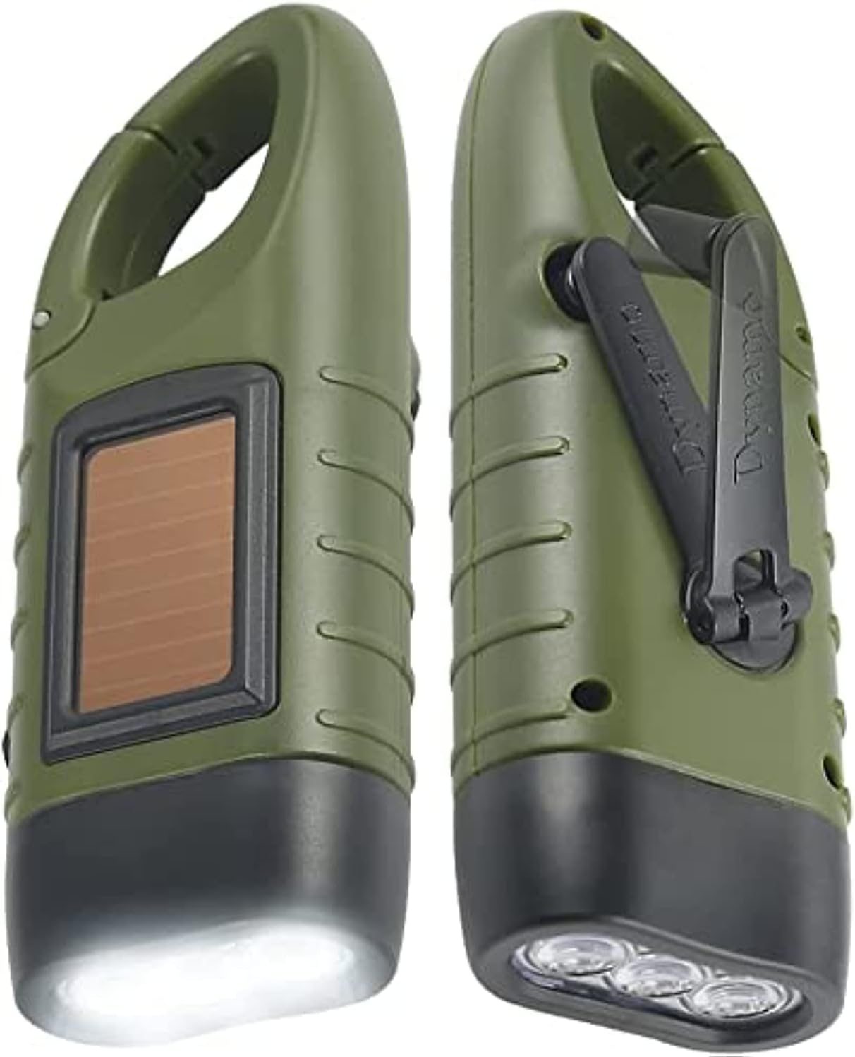 Simpeak 2-Pack Hand Crank Solar Powered LED Flashlight, Emergency Survival Flashlight Torch for Outdoor Sports, Green
