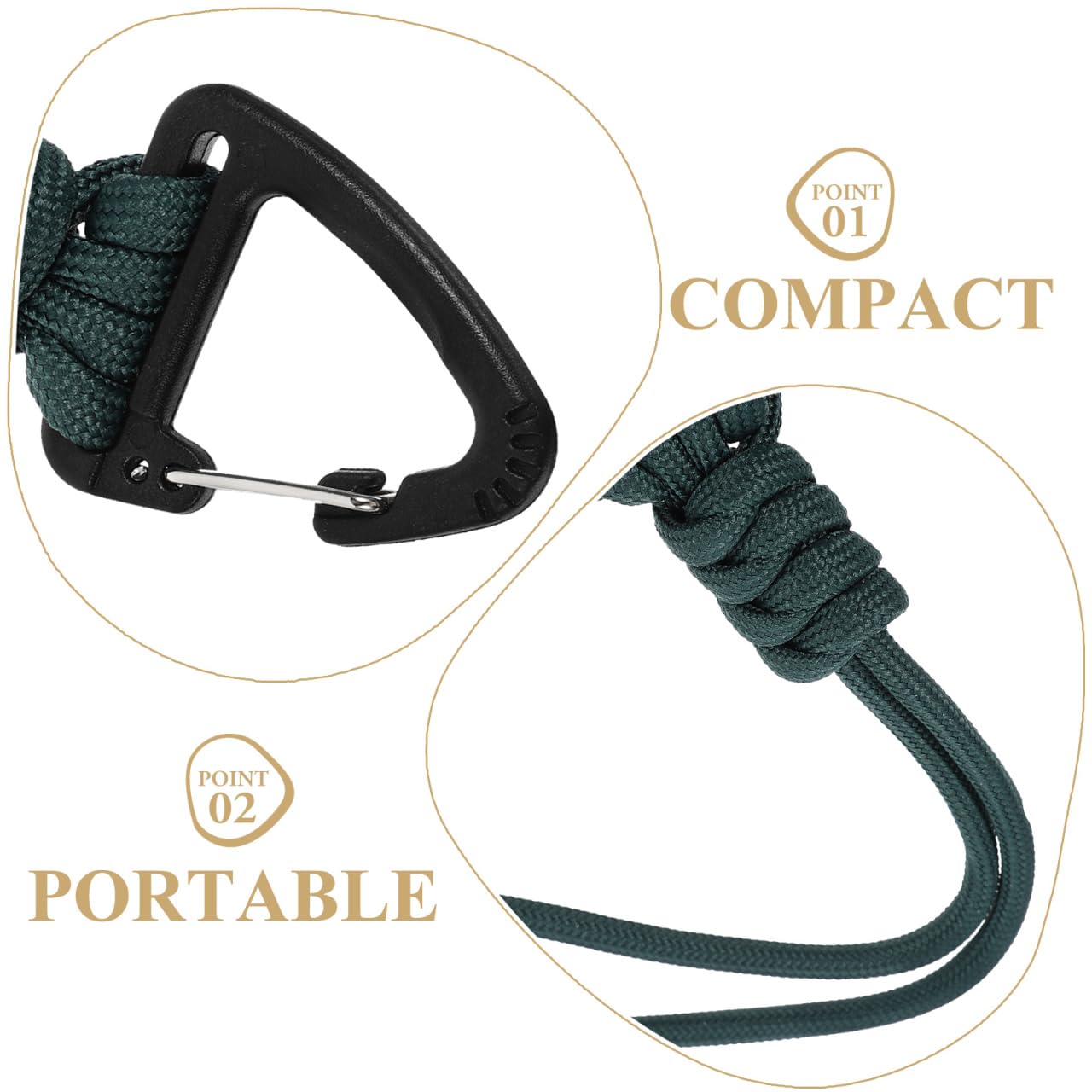 HANABASS 2 Pcs Dark Green Polyester Keychain, Lanyard Lightweight Wristlet Paracord Keychain with Triangle Buckle Lock for Car Keys, Wallet Card Holder