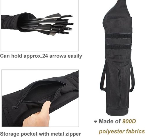 KRATARC Archery Multi-Function Back Arrow Quiver with Molle System Shoulder Arrows Holder Hanged Target Shooting Quiver for Arrows