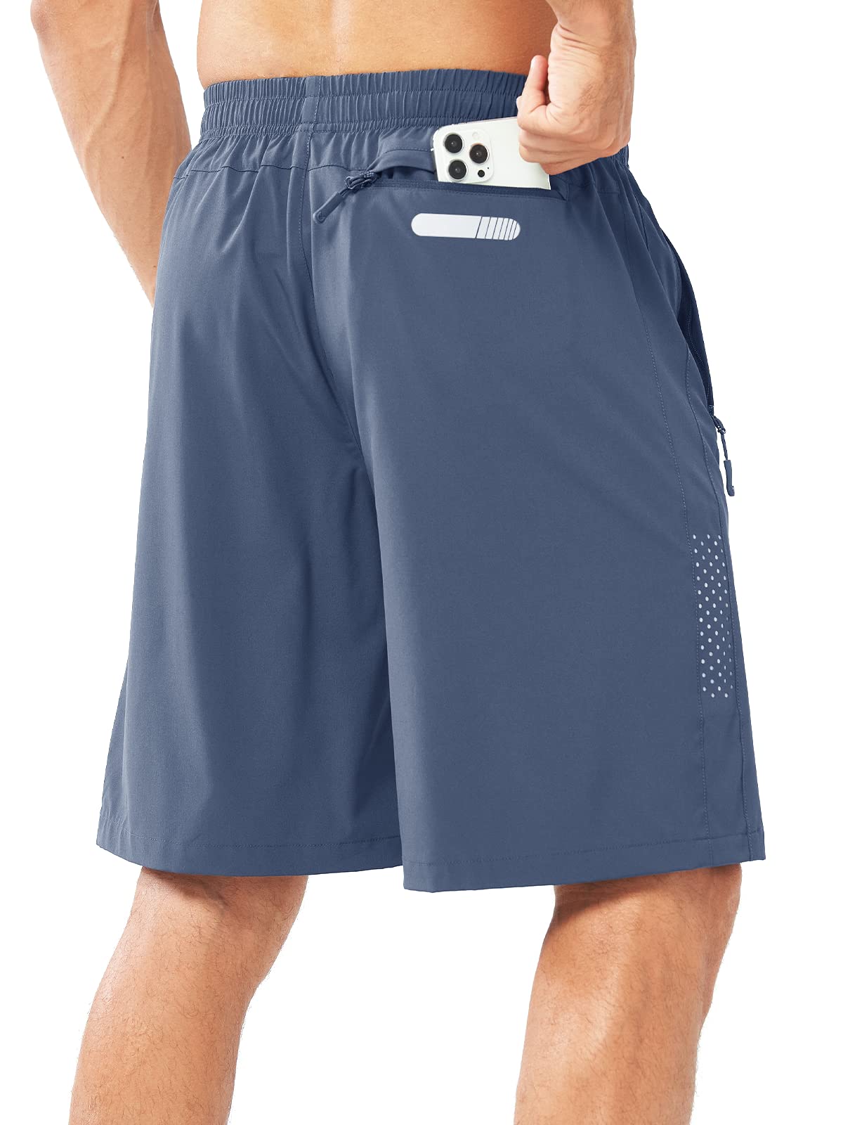NORTHYARD Men's Athletic Running Shorts Gym Workout 7"/9"/5" Quick Dry Lightweight Sports Basketball Tennis 3 Zipper Pockets FEDERALBLUE-9inch 2XL