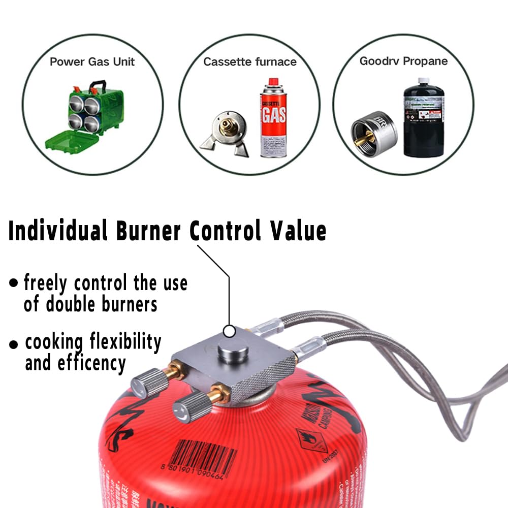 Foldable Dual Head Burner Camping Stove,BRS-32 Portable Windproof Backpacking Furnace Free Adjustable Control Gas Stove for Outdoor Cooking