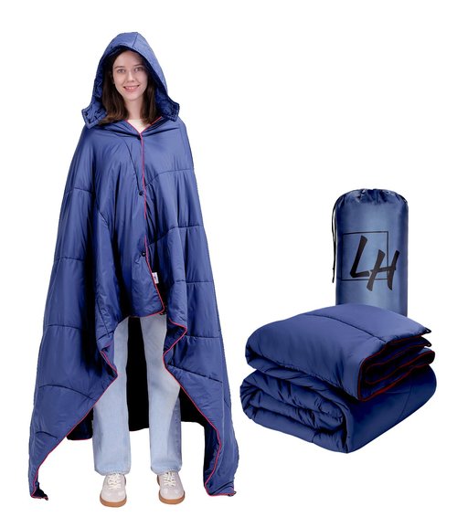 Outdoor Puffy Camping Blanket, Lightweight Down Alternative Puffy Waterproof Stadium Blanket with Portable Bag, Lightweight Camping Blanket for 2 People, Cold Weather, Sports, Travel, Car, 79*54 inch