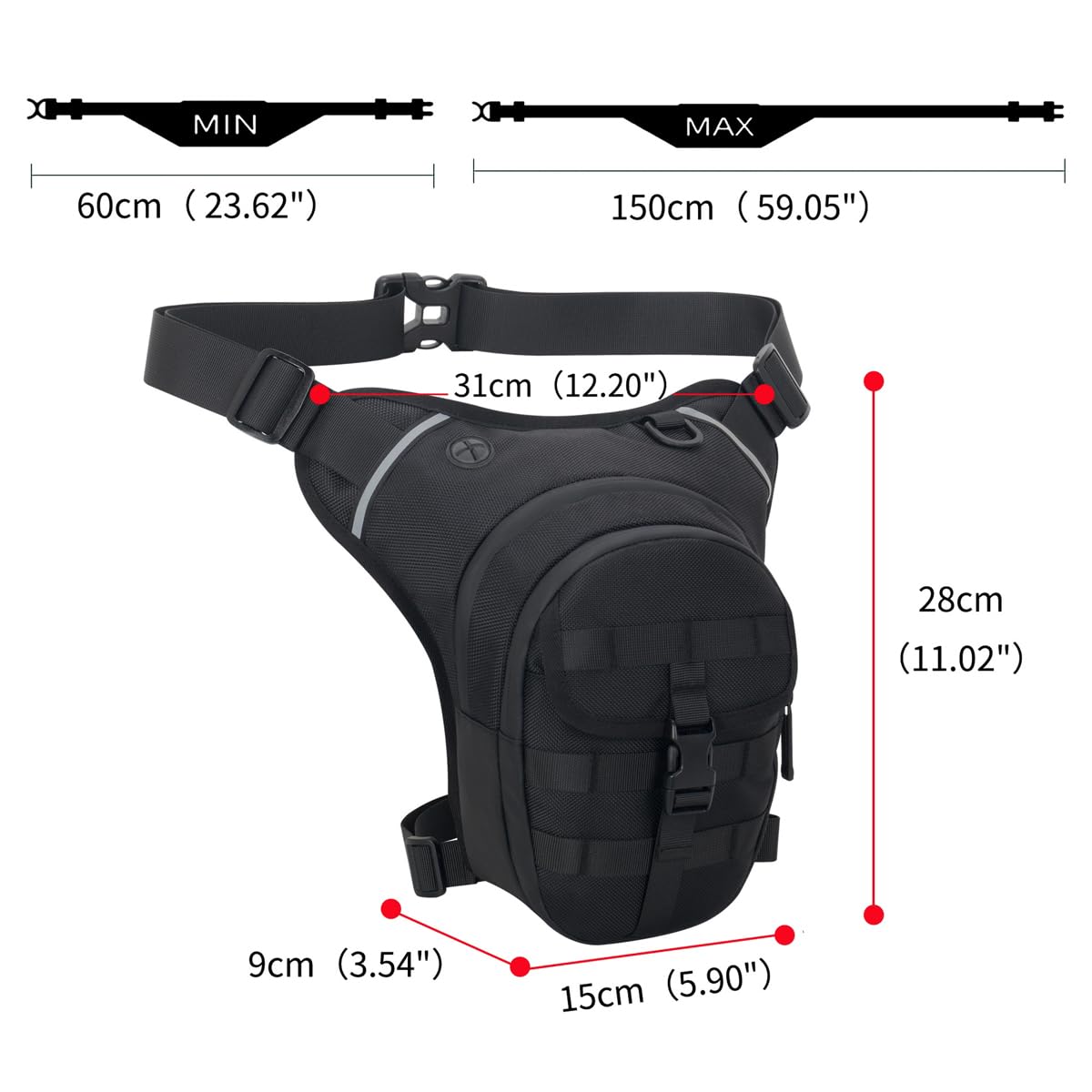 ADRUOX Motorcycle Leg Bag, Thigh Bag With Leg Strap, Multifunctional Storage, Drop Leg Bag for Motorcycle, Bicycle, Horse Riding, Hiking, Camping, Fishing, Hunting, Outdoor Travel (black)