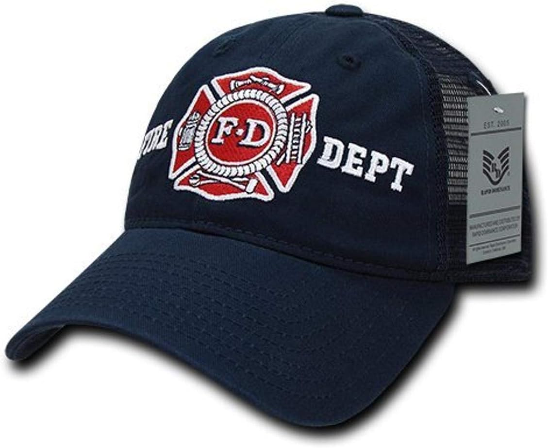 Rapiddominance Fire Dept Relaxed Trucker Caps, Navy
