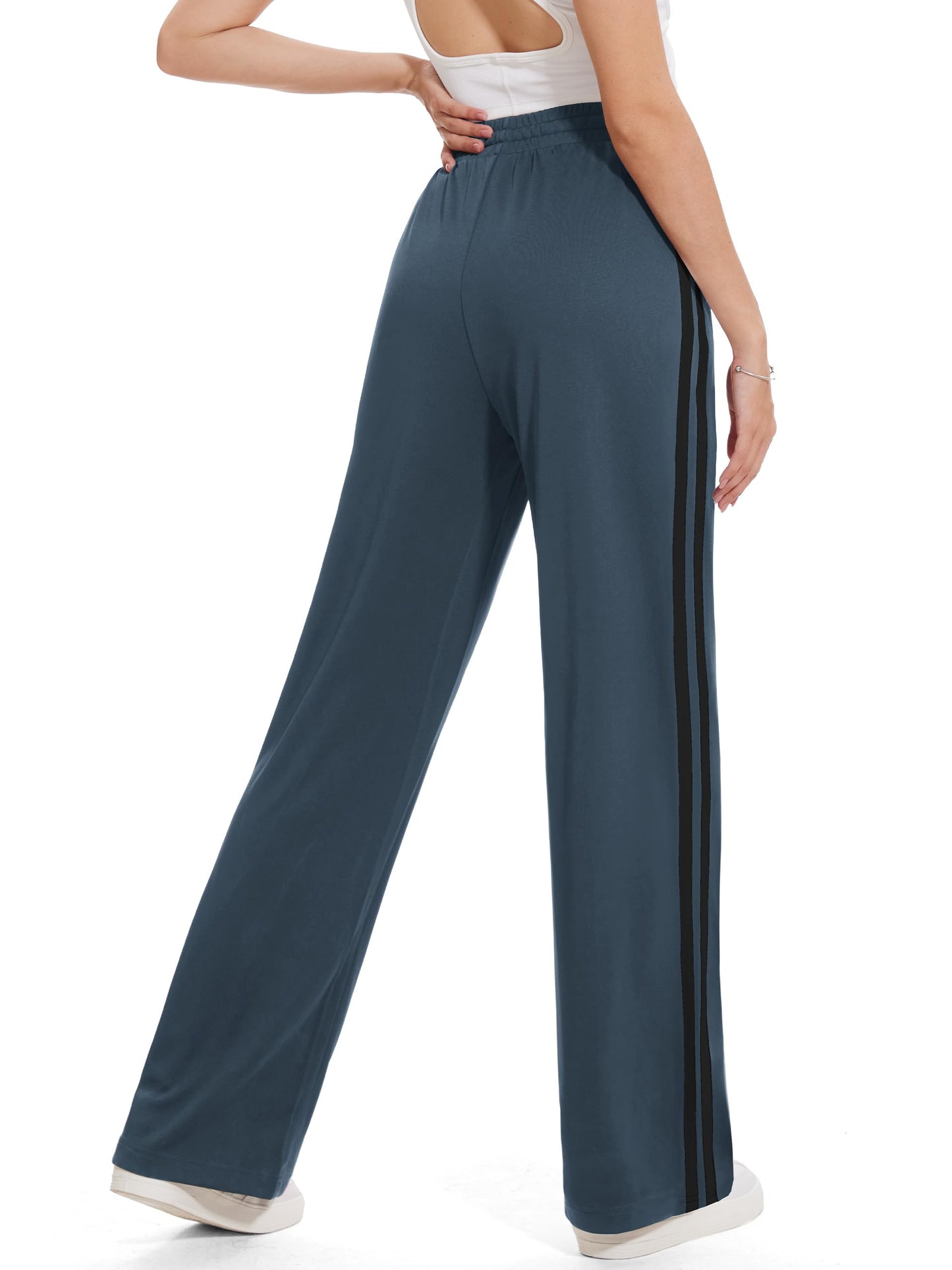 Tapata Women's 30" Inseam Regular Track Pants Loose Straight Leg Jogging Sweatpants Warm-Up Sports Athletic Running, Dark Grey, M