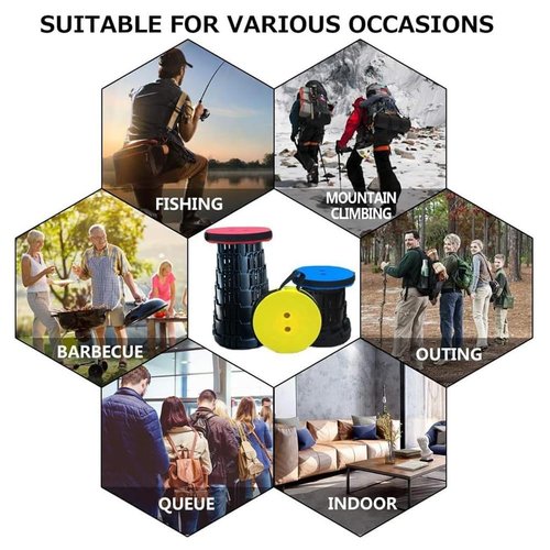 CXHSFNAL Camping Chair, Folding Stool, Upgraded Collapsible Seat, Portable Retractable Foot Rest for Outdoor Fishing, Hiking, Gardening, Travel, BBQ - Max 400lbs (Blue)