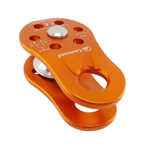 EMMRAGNO 26KN Climbing Fixed Plate Micro Pulley, General Purpose Small Single Sheave Hauling Pulley for Rock Climbing, Rappelling, Zipline Sports Etc (Orange, Pack of 1)