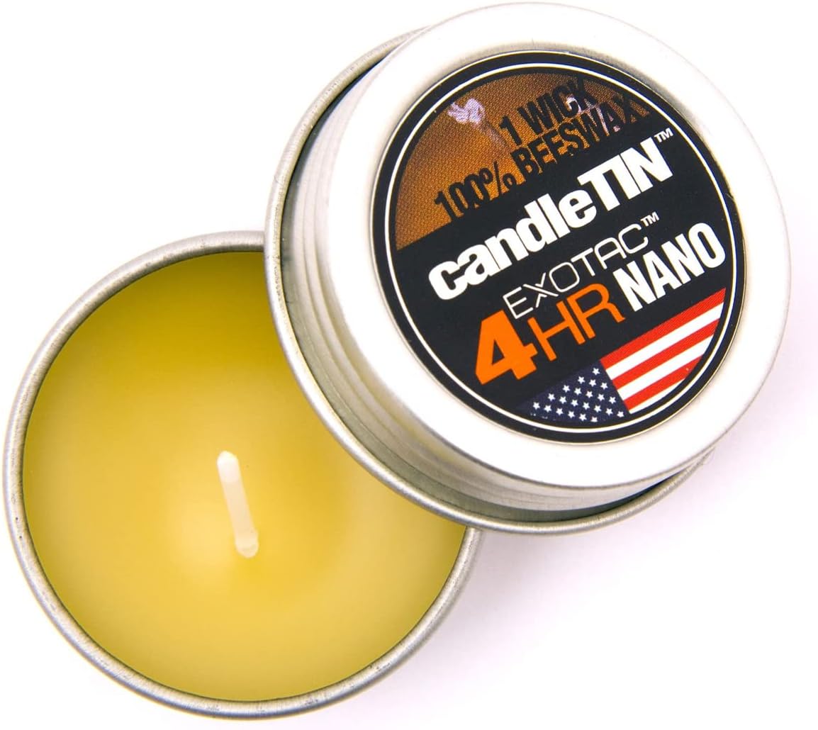 Exotac Nano Emergency Beeswax Tealight Candles - Pack of 3 for Survival Kits