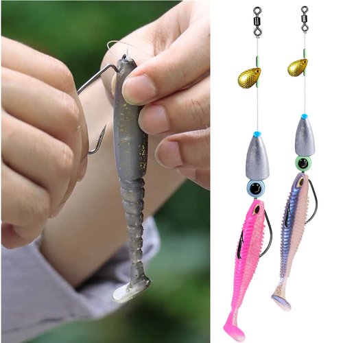 DAMIDEL 220Pcs/Box 2X Strong High Carbon Steel Worm Fishing Hook,8 Sizes Mixed(5/0,4/0,3/0 2#,4#), Senko Soft Bait Fish Hook Set for Bass,Barded Design,25 Pcs Eye Beads Bait