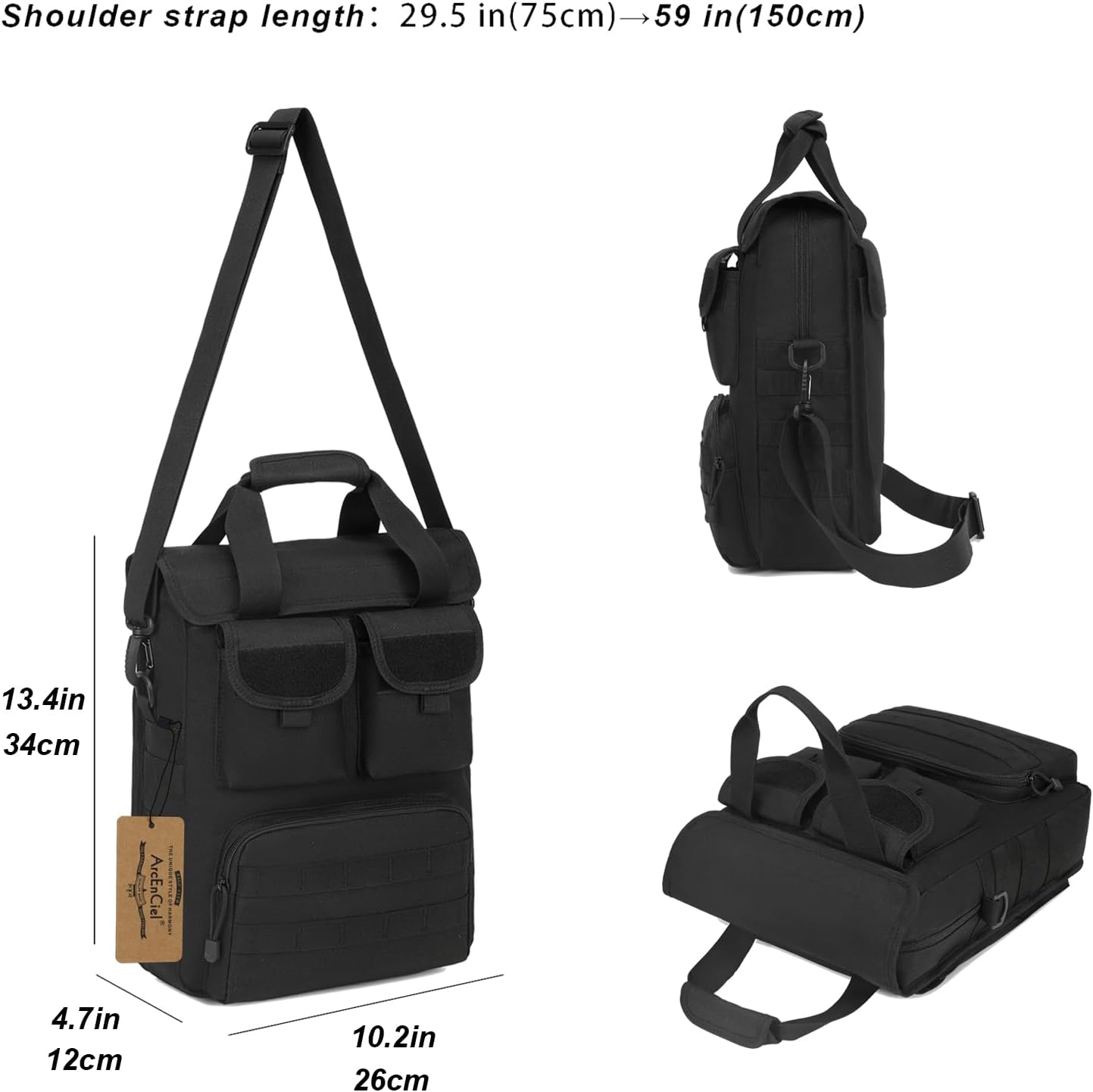 ArcEnCiel 12.9-14 Inch Laptop Tactical Messenger Bag Men MOLLE Sling Pack Briefcase Gear Handbags Utility Carry Satchel