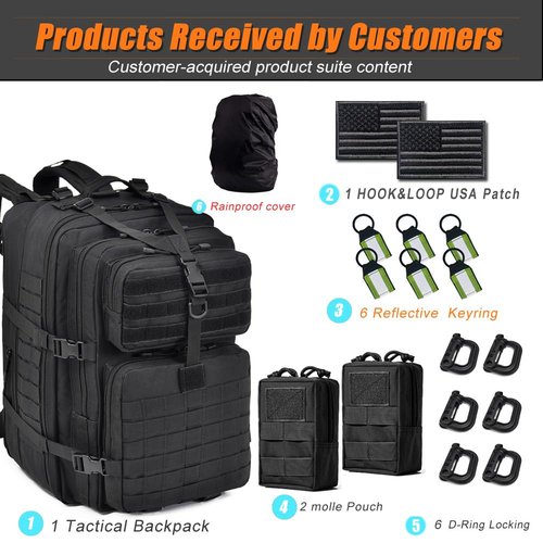 R.SASR 64L Large Tactical Backpack, Military Molle Bag for Hiking