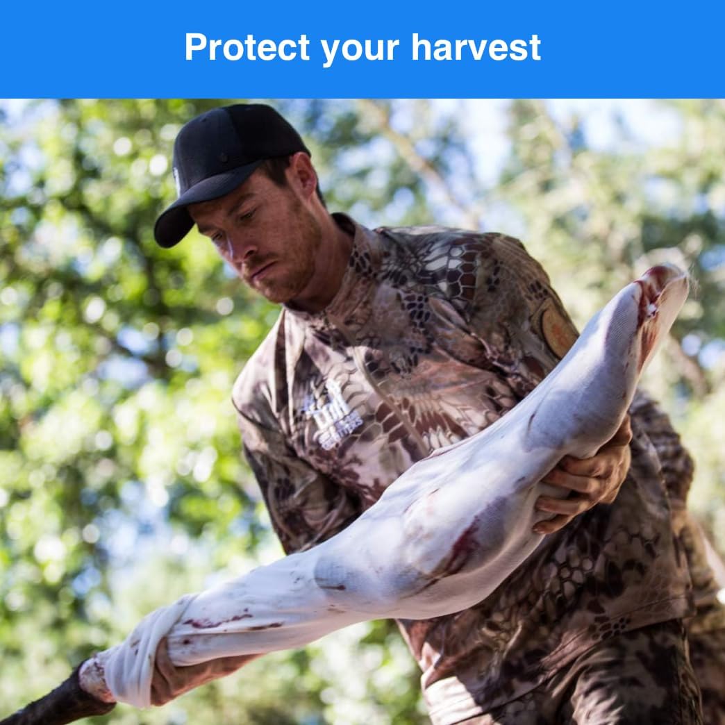 TREATED HEAVY DUTY GAME BAGS HUNTING | Food Grade-Protection for Fresher Meat | 4 Packs Deer, Elk, or Moose Quarter Bags or 1 Deer Body Bag | Reusable & Breathable Meat Bags | Vacuum Sealed