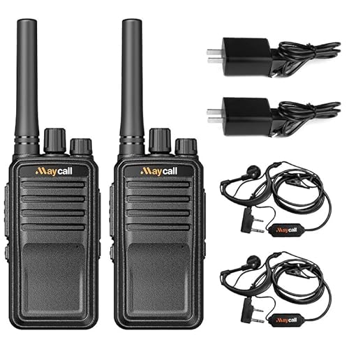 MC-528 Professional Walkie Talkies 2 Pack with Earpiece 2 Way Radio Long Range Rechargeable Portable Two-Way Radios One Click Frequency Matching Encrypted Call for Trip Camping Hiking Skiing