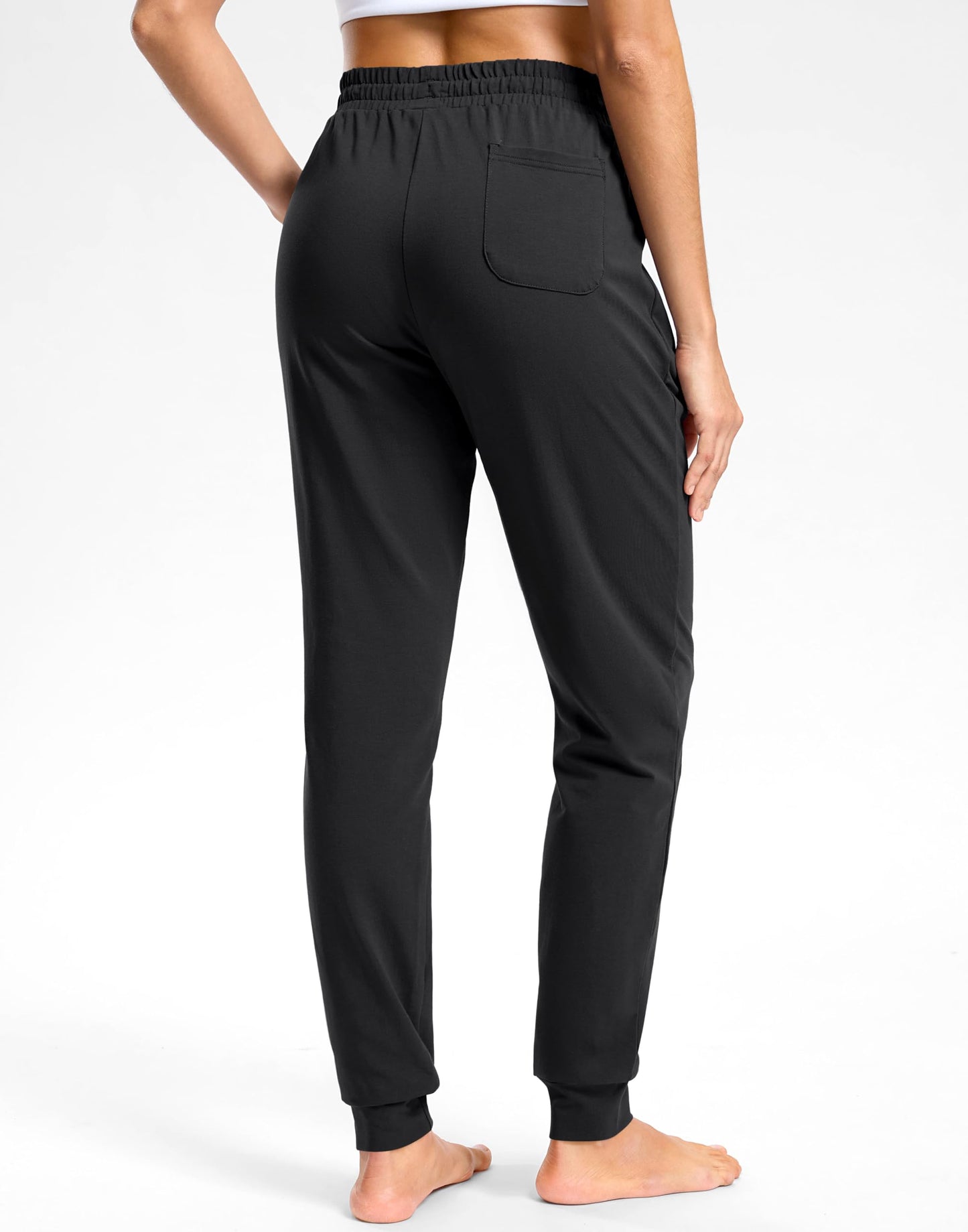 G Gradual Women's 30"/32"/34" Inseam Tall Sweatpants Cotton Joggers with Zipper Pockets Yoga Lounge Athletic Pants for Women(Black,L30_L)