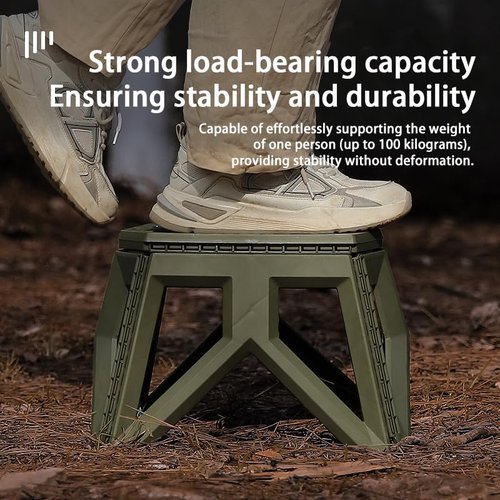 QUMOX Step Stool for Adults, Folding Step Stool with Load Capacity of 220 Pounds, Small Steps Conveniently used as Stools to Sit on for Camping/Outdoor/Indoor/Bedroom/Bathroom (ArmyGreen)
