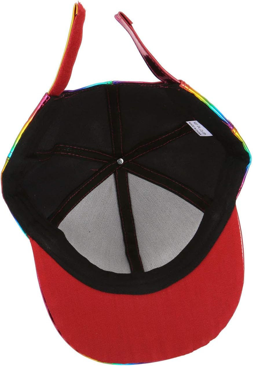 FALETO Adjustable Shiny Holographic Baseball Cap Rainbow Reflective Hip Hop Rave Hat Metallic Casual Cap