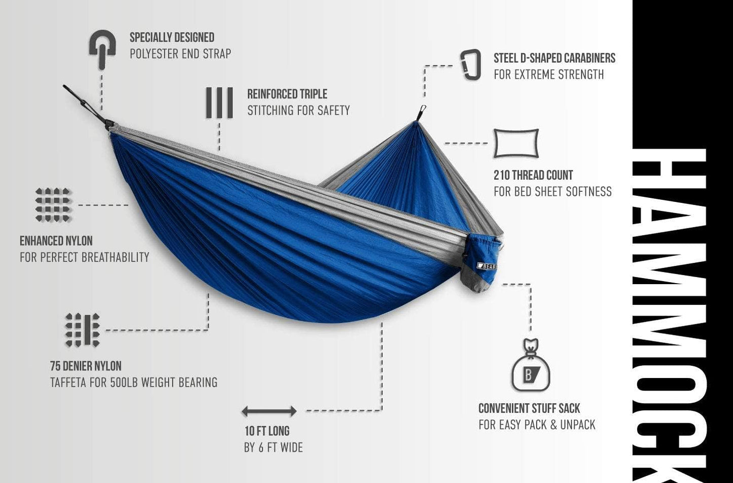 Premium Double Hammock with Tree Straps - Durable, Portable & Comfortable