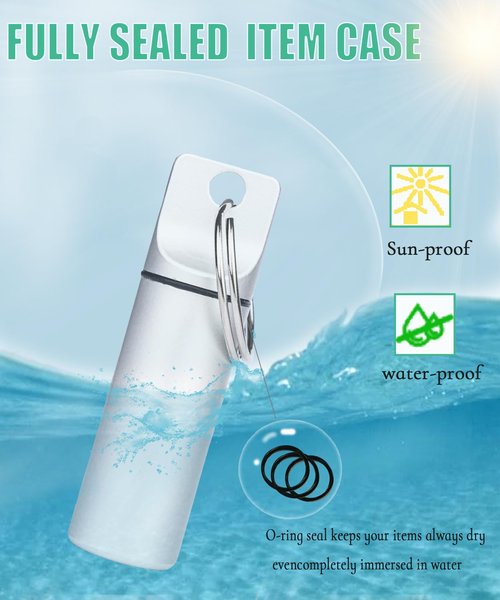 Morn Light 2 Pack Portable Pill Holder Keychain Set, Waterproof Metal Pill Case with Carabiner for Travel & Daily Use