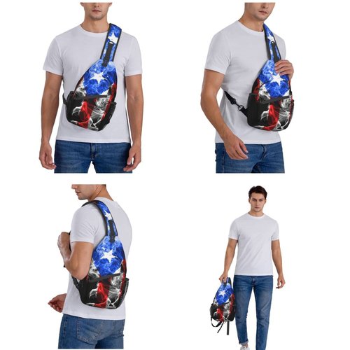 GTEVUTS Puerto Rico Flag Crossbody Bags for Women Men,Vintage Casual Sling Bag Chest Bag Abstract Shoulder Bag Travel Hiking Cycling Gym Sport Daypack Adult Backpack