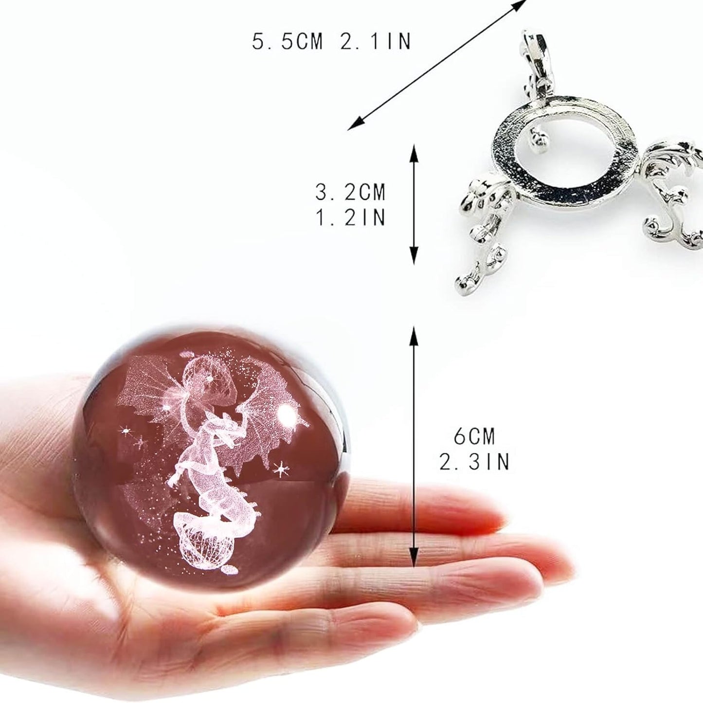 3D Dragon Crystal Ball Paperweight, 60mm Laser Engraved Dragons Figurines Glass Sphere Decorative Balls with Stand, Crystal Dragon Gifts for Women Men Kids (Dragon-New)