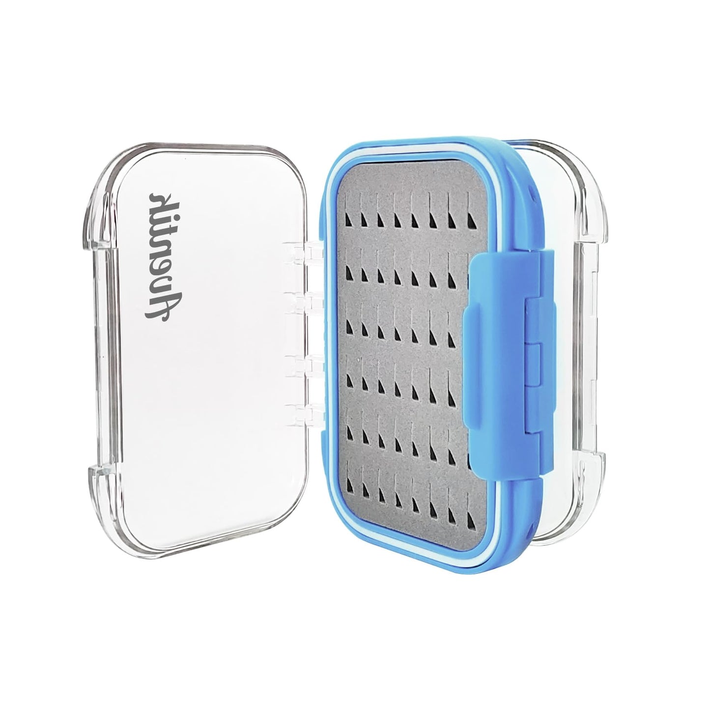 Aventik Fly Fishing Box Jig Box Waterproof Float Lightweight Double Side Large Capacity Easy Grip Clear Lid Fly Fishing Lures Box(H18 Blue, SIZE A:4.24X3.04X1.36inch)
