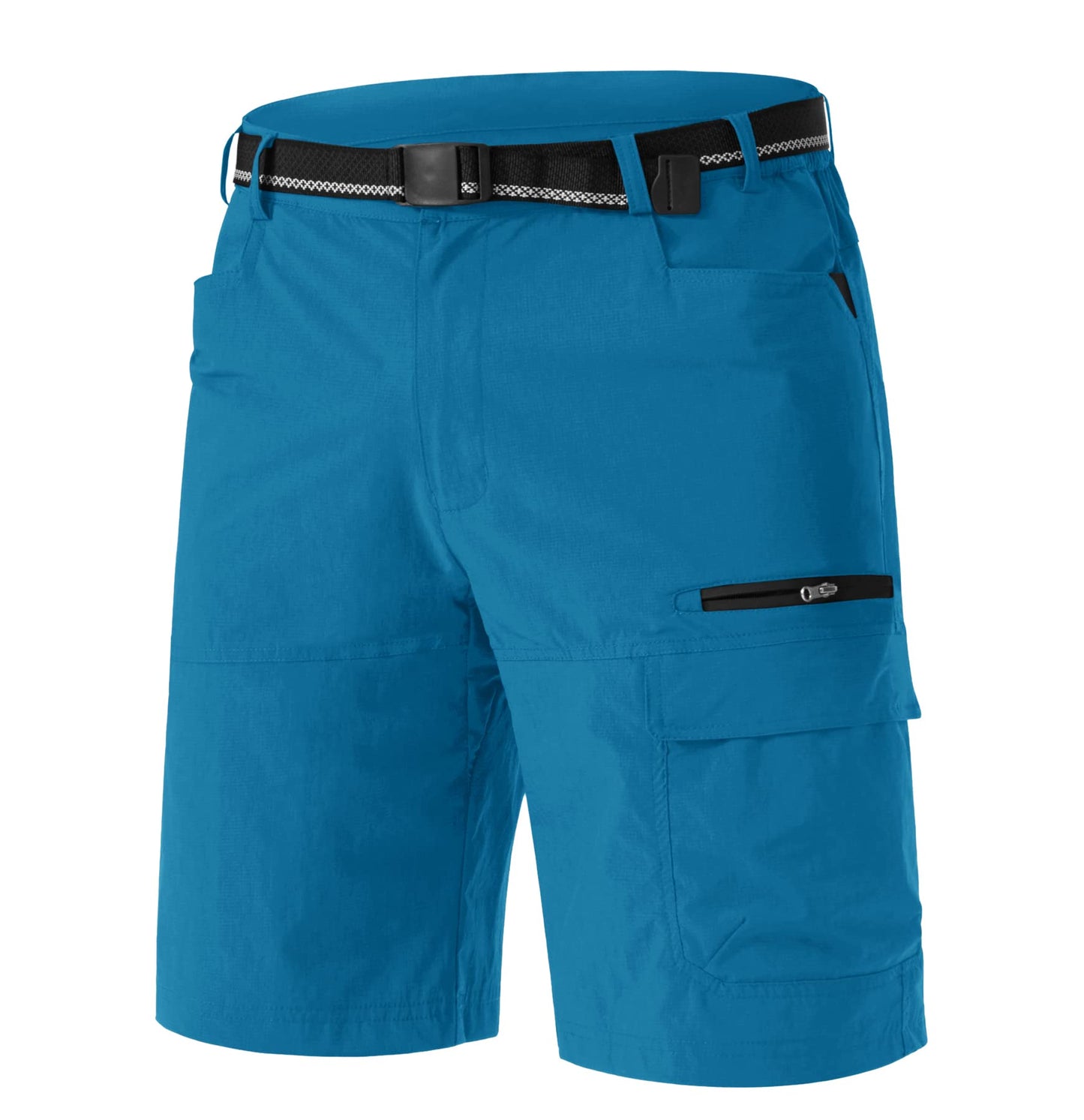 TACVASEN Mens 10" Hiking Shorts Outdoor Lightweight Quick Dry Summer Casual Dress Fishing Shorts with Zipper Pockets Blue Green 30