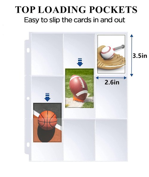 Trading Card Binder, 900 Pockets Album Folder With 50 Top-Loading Page Sleeves, 9 Pocket Binder for Game, Sports, Baseball Cards (Black)