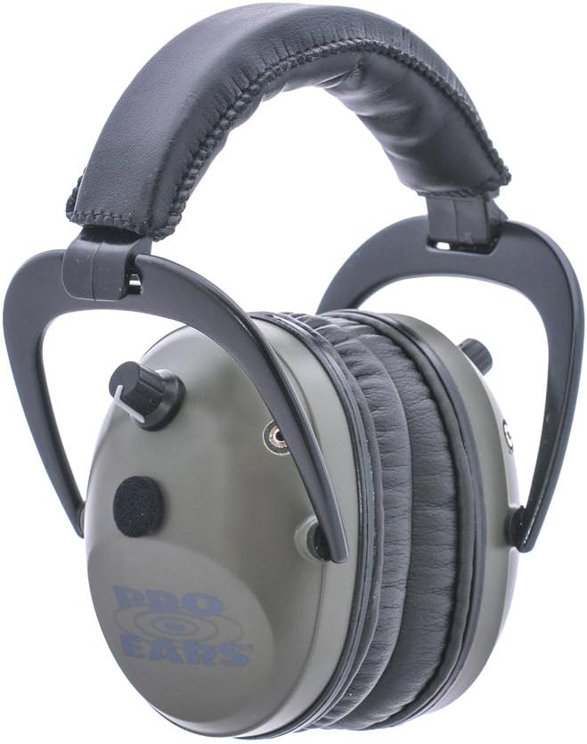 Pro Ears - Pro Tac Plus Gold - Military Grade Electronic Hearing Protection and Amplification - NRR 26 - Ear Muffs - Green
