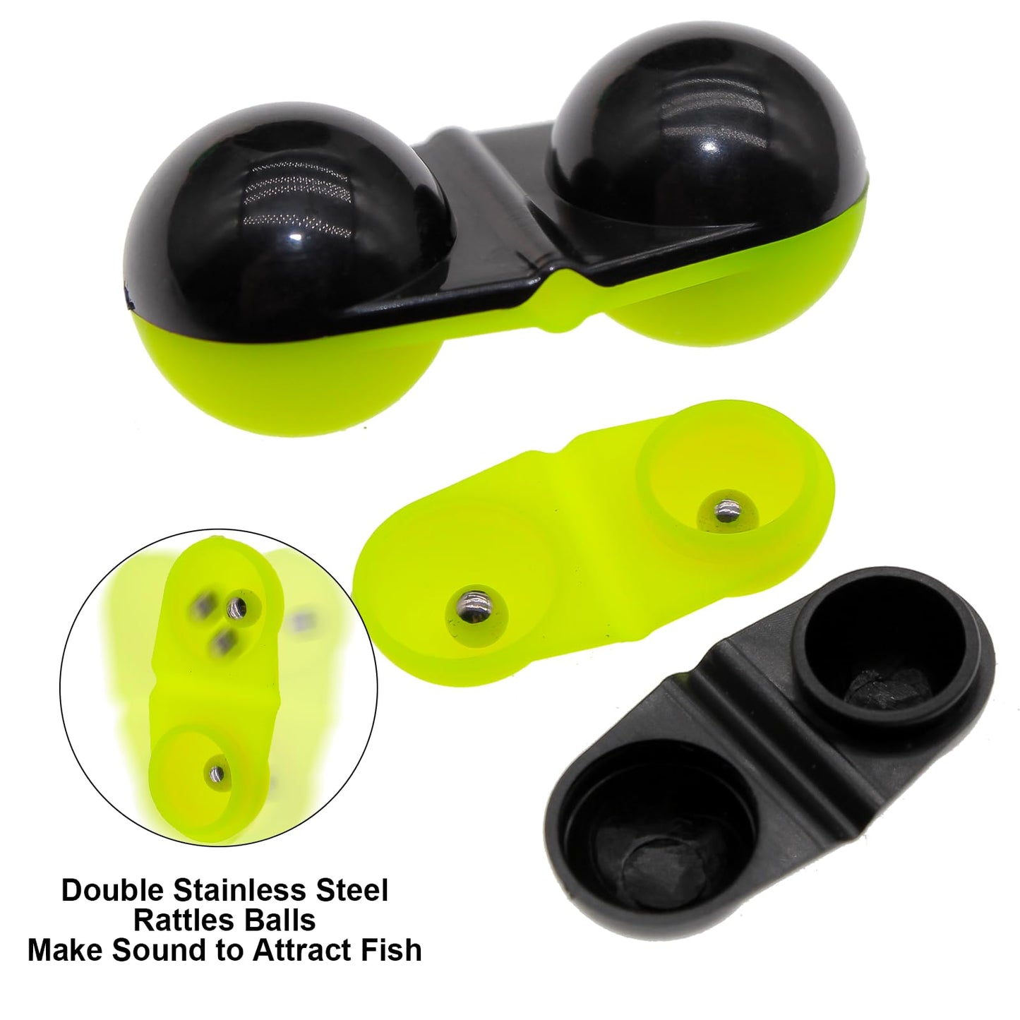 FishingPepo 50Pcs Fishing Double Rattle Bell Fishing Attractor Beads Fish Bite Bait Alarm Loud Bells Sea Fishing Tools