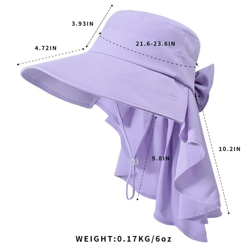 Womens Sun Hat UV Protection, Foldable Waterproof Wide Brim Bucket Hats with Neck Flap for Summer Beach Fishing Hiking Pink