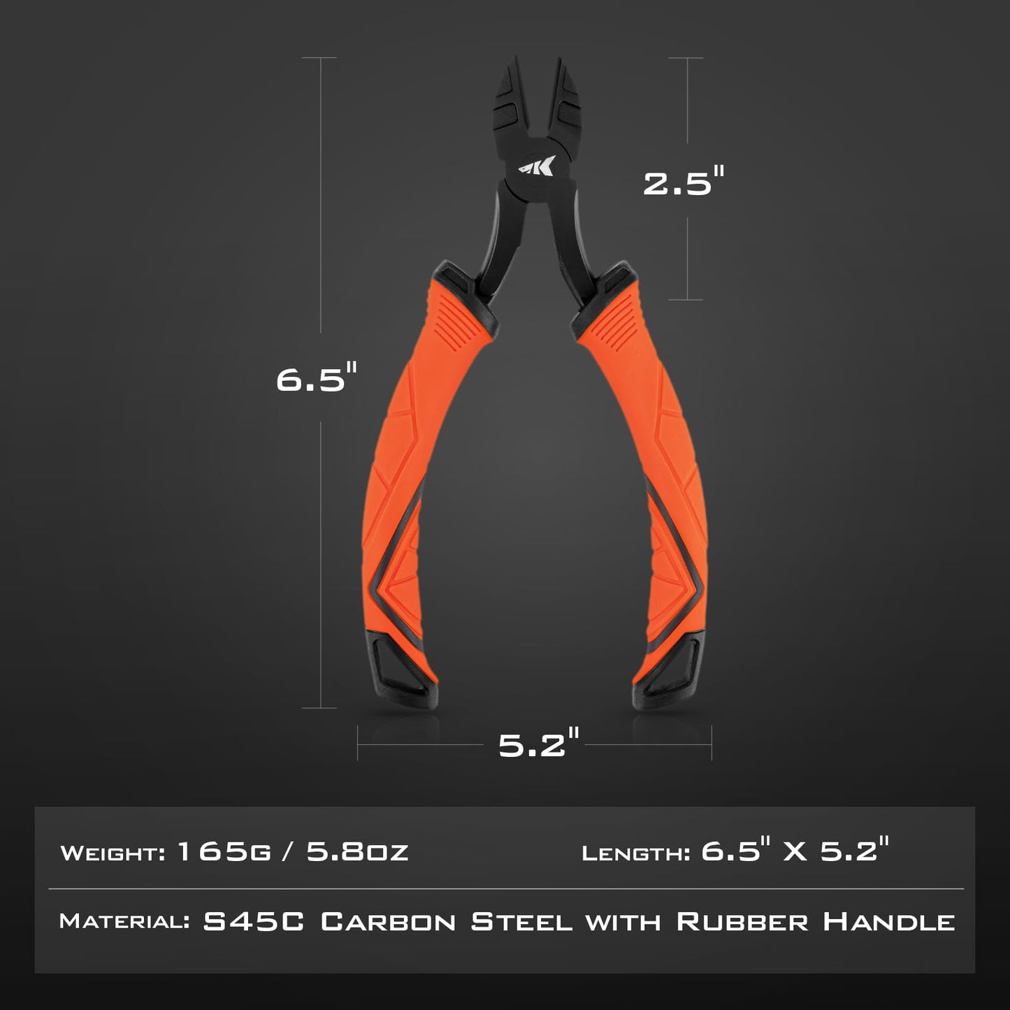 KastKing Paradox 6 inch Wire Cutters, Saltwater Resistant S45C Carbon Steel Fishing Tools, 6" Side Cutters with Ergonomic & No-Slip Grip Handle, Fishing Gear Cutting Pliers, Orange