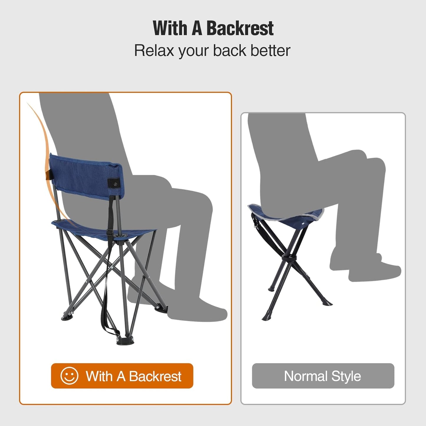 REDCAMP 2 Pack Tripod Hunting Chairs for Blinds, Folding Lightweight Portable Fishing Chair for Adults Hunting Stools with Backrest, Golf Chairs for Spectators, Camo
