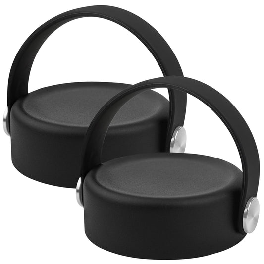 2 Pcs Replacement Lid Compatible with Hydro Flask 12 16 18 20 32 40 64oz Water Bottle, Lid Compatible with Hydro Flask and Other 2.44" Wide Mouth Bottles (Black)