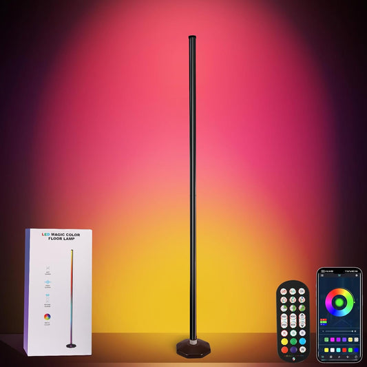 RGB Corner Floor Lamp - Smart RGB LED Corner Lamp with APP Remote 16 Million RGBW Color Changing Light 300+ Scene, Music Sync Lights & Timer Floor Lamps for Living Room Bedroom Game Room
