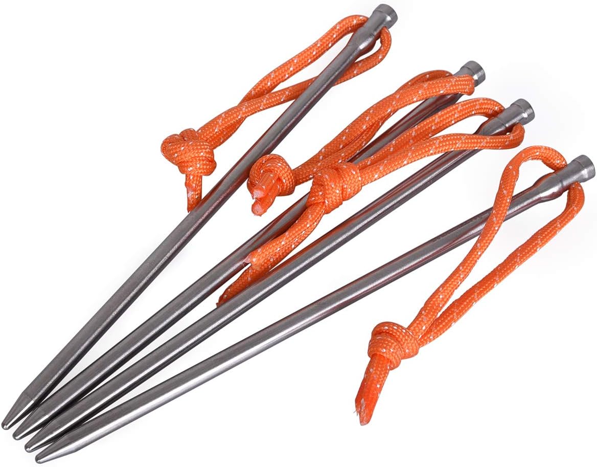 iBasingo 8pcs/lot Titanium Alloy Pegs 16.5cm Camping Tent Stakes Portable Tent Nails for Picnic Hiking Backpacking Ti4005P