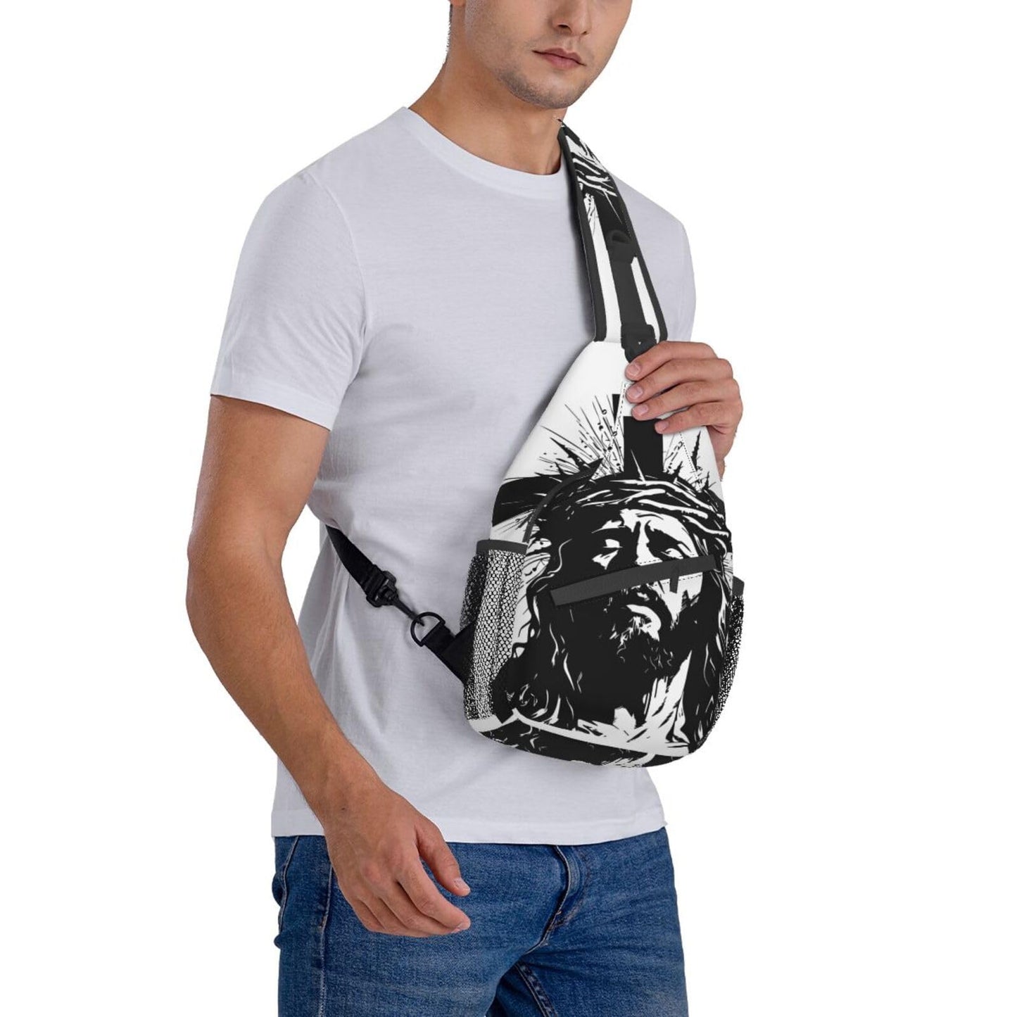 Jesus Christ Sling Backpack Chest Bag Crossbody Shoulder Bag Gym Cycling Travel Hiking Daypack For Men Women