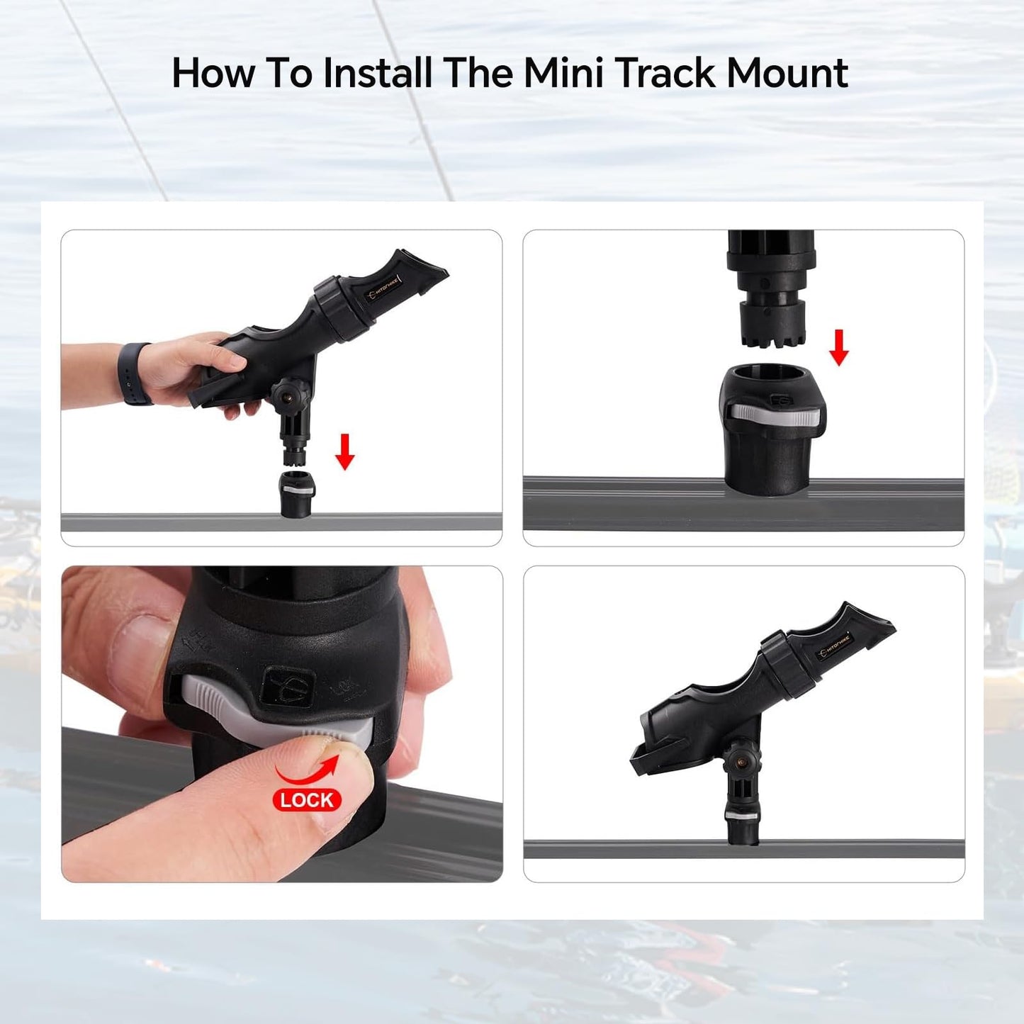 Hitorhike Fishing Rod Holder Universal Fit Kit with Mount Allows for 360-degree Adjustment Kayak Fishing Boat Rod Holder (Fishing Rold Holder x1+Mini Track Mount x1)