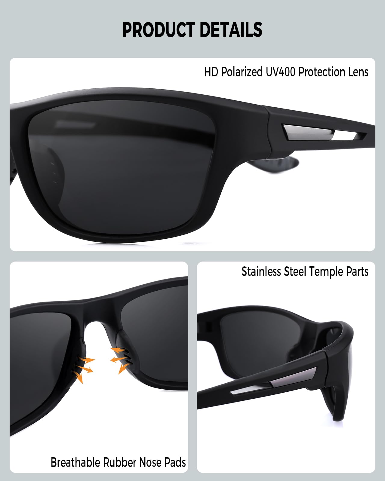 FIMOSON Polarized Sports Sunglasses for Men Women UV400 Protection Glasses Wrap Around Goggles for Driving Fishing Golfing