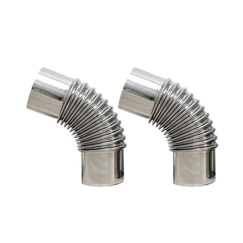 SoloWilder Wood Stove Pipe 2pcs 45 Degree Stainless Steel Chimney Tube 2.36" Stovepipe for Camping Tent Stove