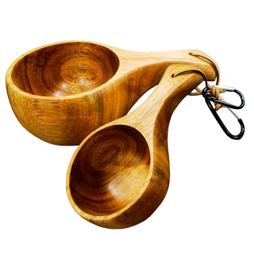 Sanrich Wooden Mug Kuksa Handcrafted Wood Camp Mug Survival Wood Cup Camping Cups & Mugs with Carabiner Leather Lanyard For Drinking Tea Coffee (8 ounces-tortoiseshell-no handle hole)