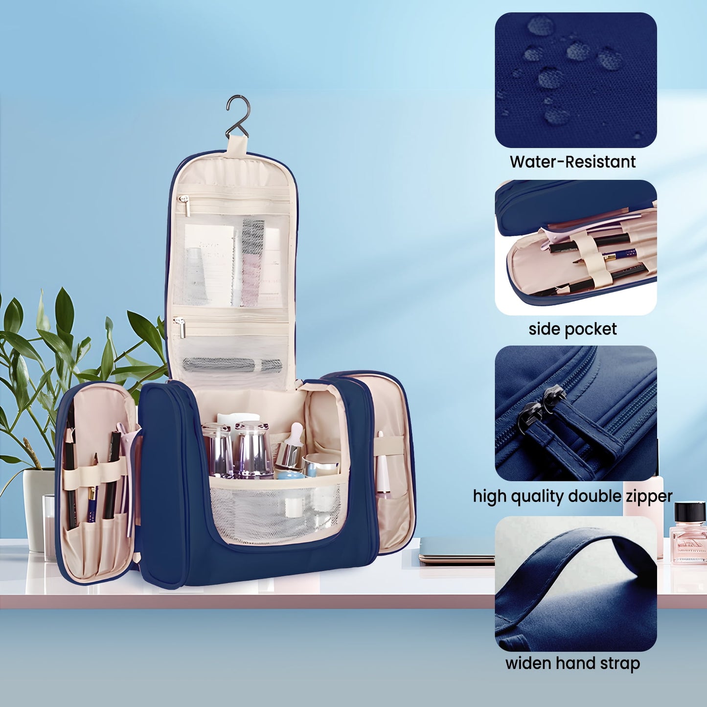 Water-Resistant Hanging Travel Toiletry Bag | Compact Organizer for Men & Women
