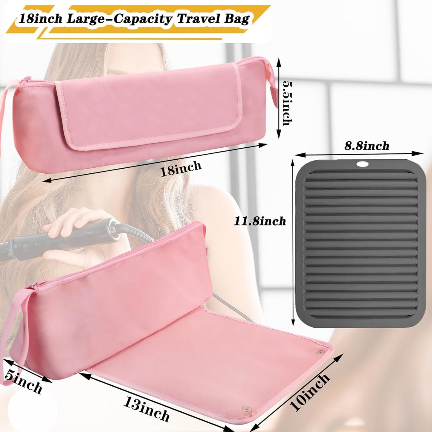 Travel Hair Tools Bag | Heat Resistant Mat & Organizer Case for Women
