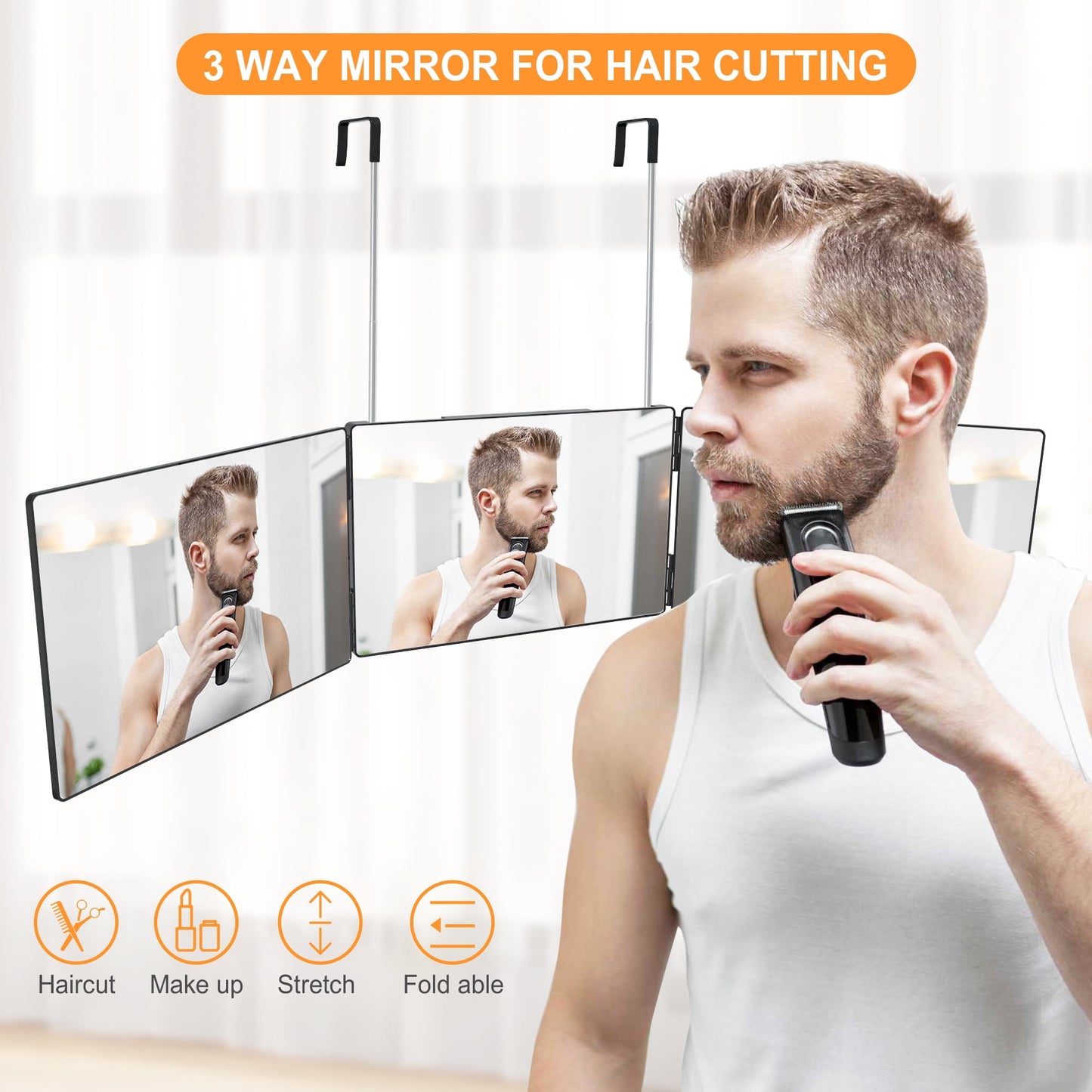 3-Way Tri-Fold Makeup Mirror | 5X Magnifying | 360° for Hair Styling